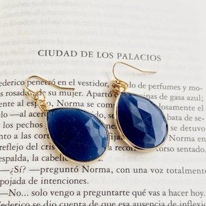 JEWELED BLUE STATEMENT DROP EARRINGS